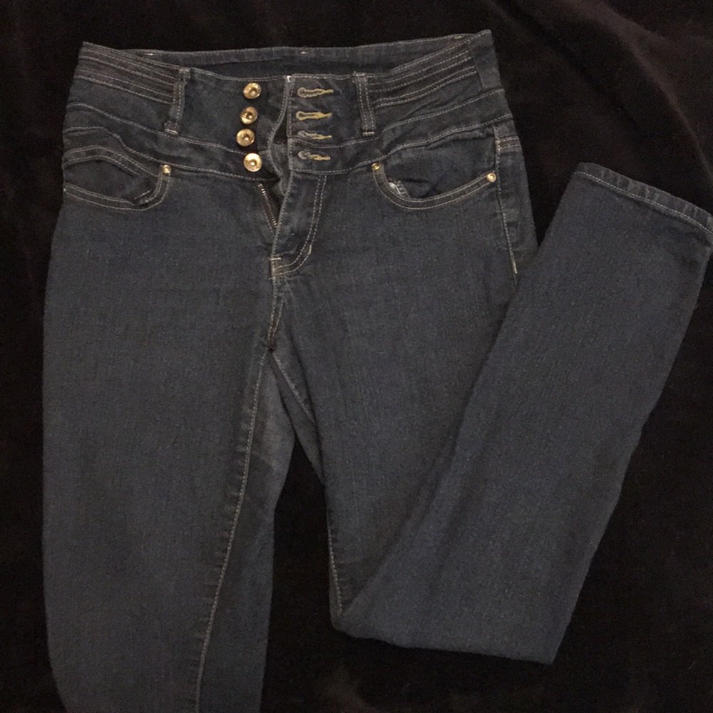 Red Blue Denim skinny jeans